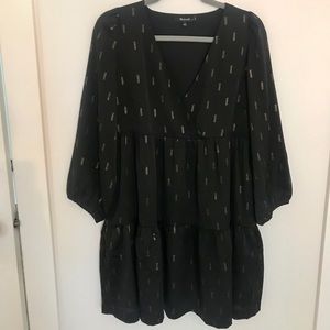 Madewell Tiered Metallic Jacquard Dress